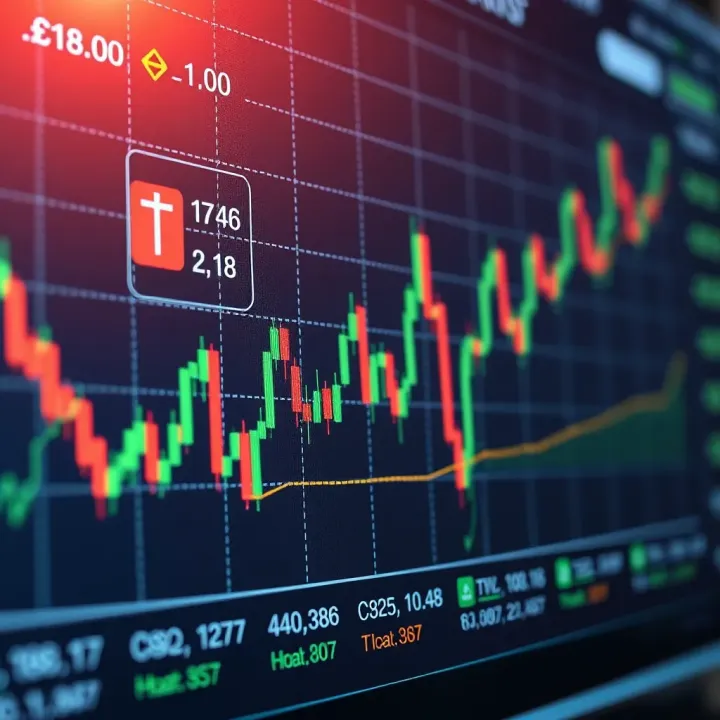Graph showing currency exchange rate fluctuations in binary forex trading
