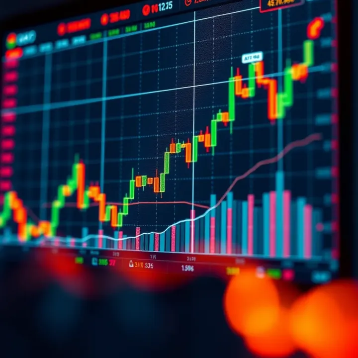 Graph illustrating upward and downward market trends for binary options