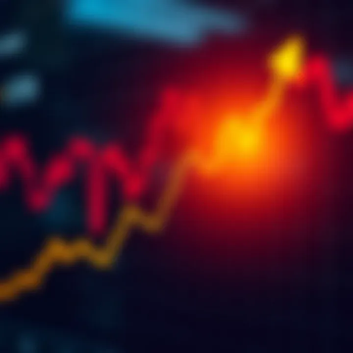 Graph showing upward and downward trends symbolizing binary trading options