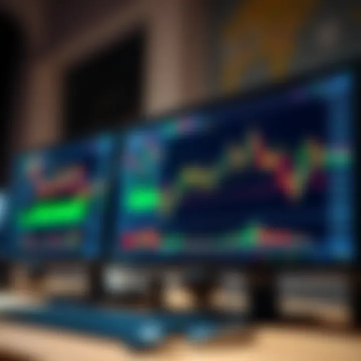 Digital interface displaying forex trading charts and currency pair analysis on a computer screen