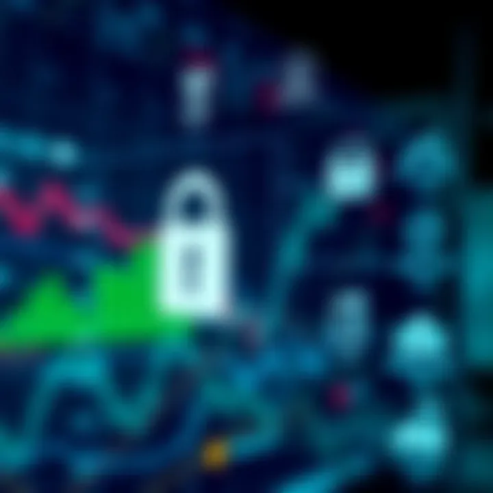Conceptual graphic illustrating digital security measures and regulatory compliance icons