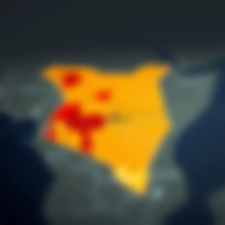 Map of Kenya highlighting areas prone to floods and droughts