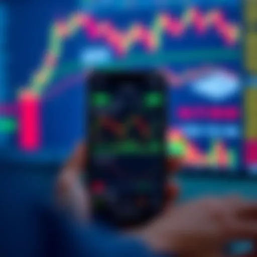 Forex Trading App Interface Showing Market Trends for Kenyan Traders Mobile device displaying a forex trading app interface with charts and market data