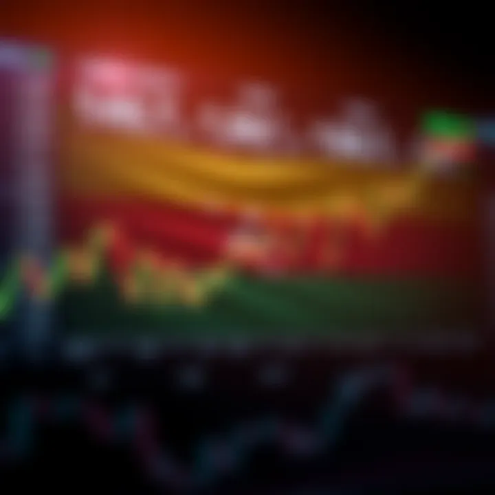 Graph showing currency exchange rates fluctuating over time with a Kenyan flag symbolizing forex trading in Kenya