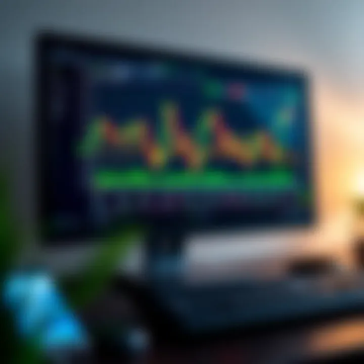 A computer screen displaying a forex trading platform with currency charts and market data