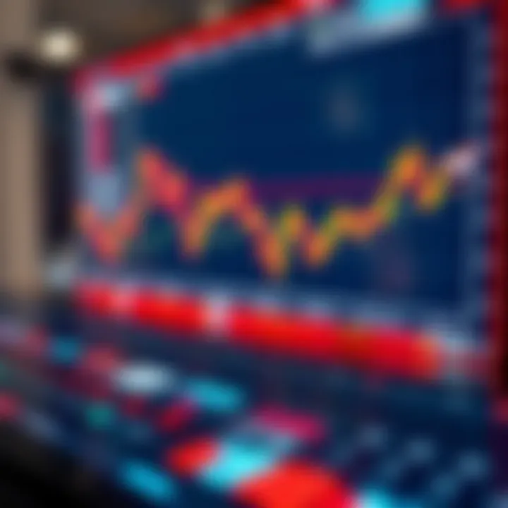Graph showing currency exchange rate fluctuations on a digital trading platform