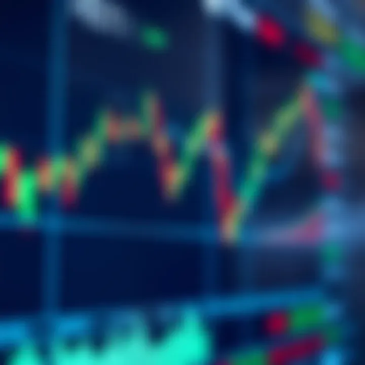 A digital chart displaying fluctuating binary options trading data with financial icons