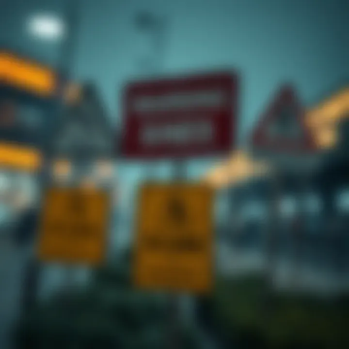 A conceptual illustration showing warning signs around suspicious online financial activities