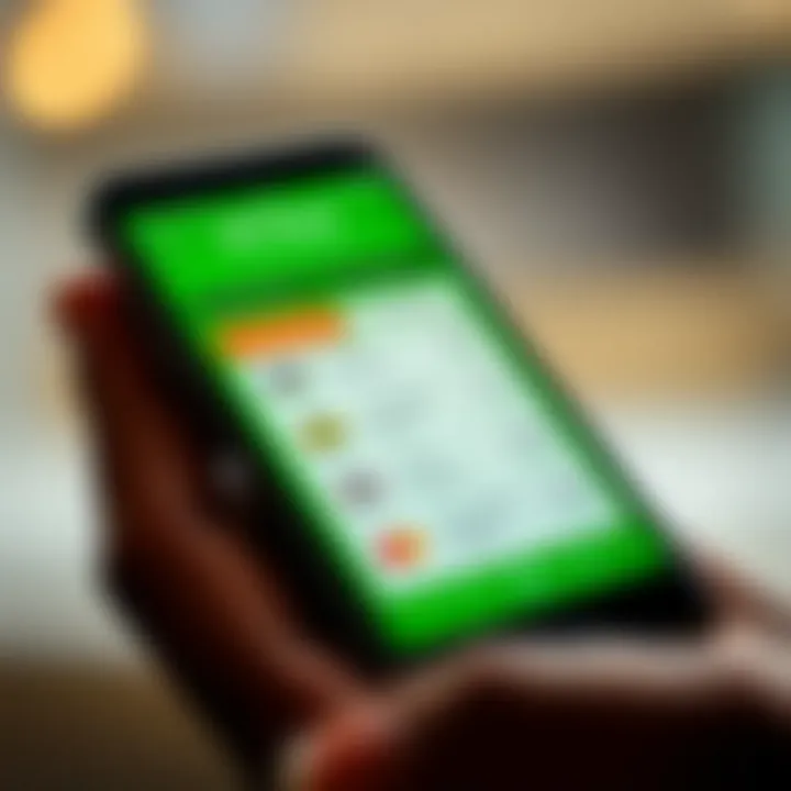 Mobile phone displaying M-Pesa app screen with currency exchange options