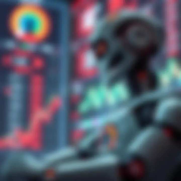 Conceptual representation of binary option robots analyzing market data with digital algorithms