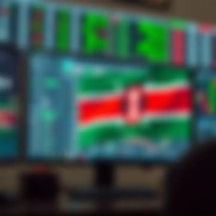 Illustration of binary trading account setup with digital interface and Kenyan flag