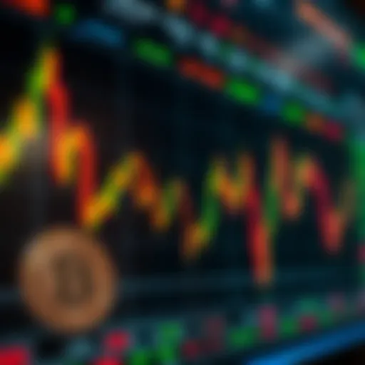 Cryptocurrency Price Fluctuations and Trading Activity Digital chart showing cryptocurrency price fluctuations and trading volume