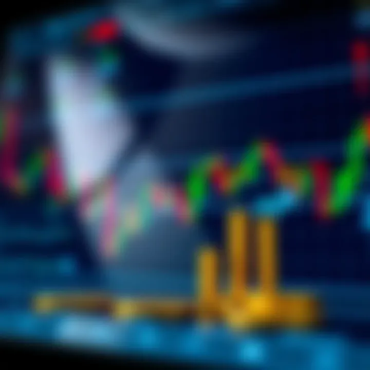 Conceptual illustration of crypto trading strategies with candlestick charts and arrows
