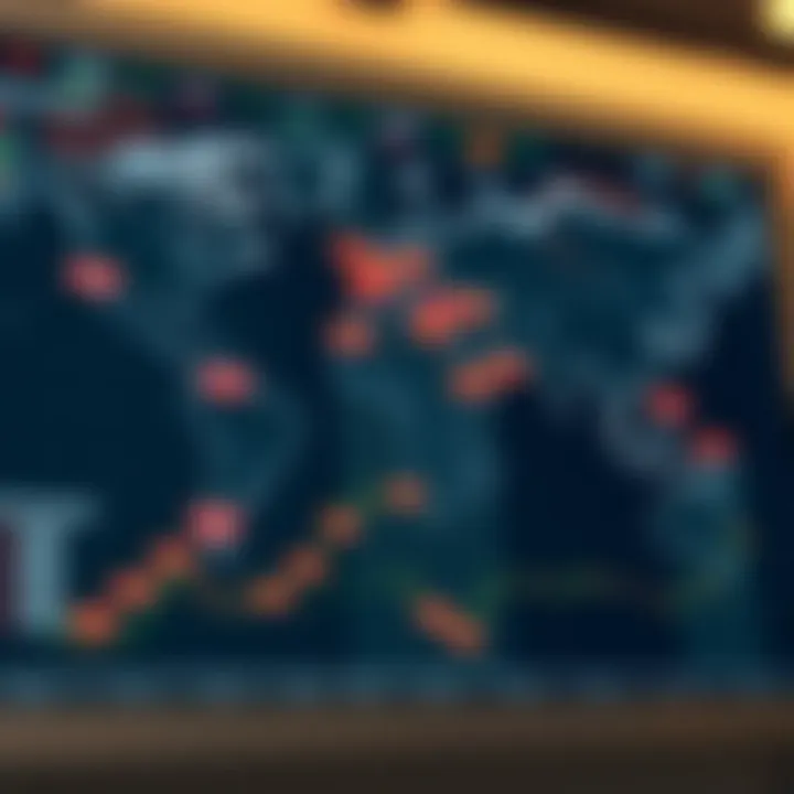 Global map highlighting major forex trading centers and their operational hours