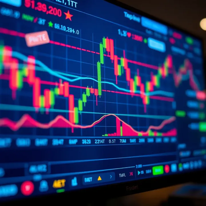 Forex trading chart displaying currency pair trends and analysis on a digital screen