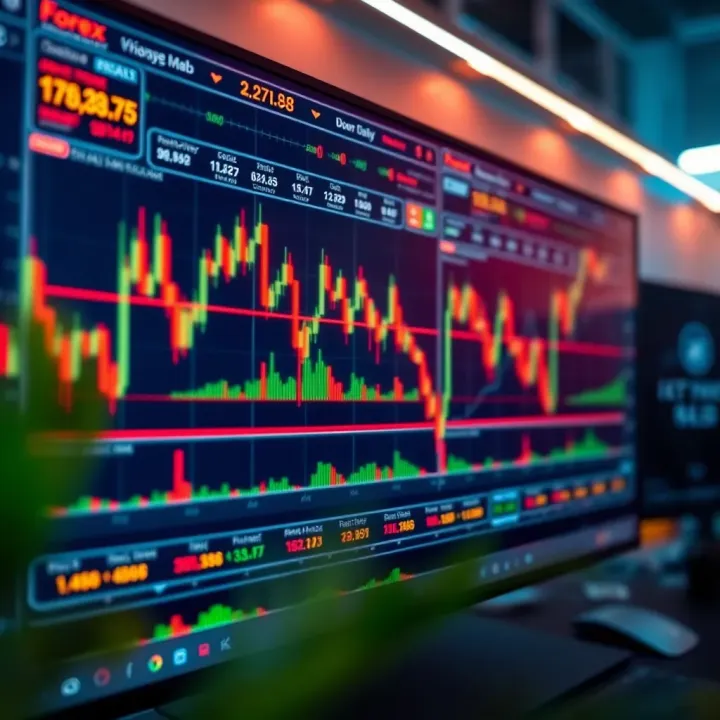 User interface of a modern forex trading platform with charts and real-time data