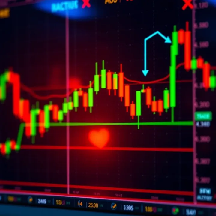 Chart showing candlestick patterns and forex price movements for market analysis
