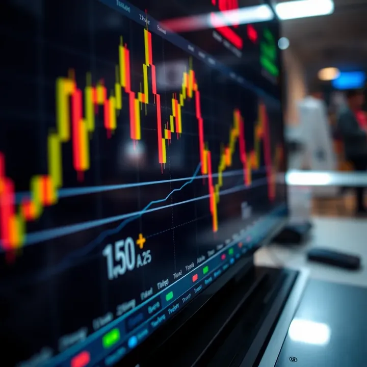 Chart showing fluctuating forex trading rates on digital platform