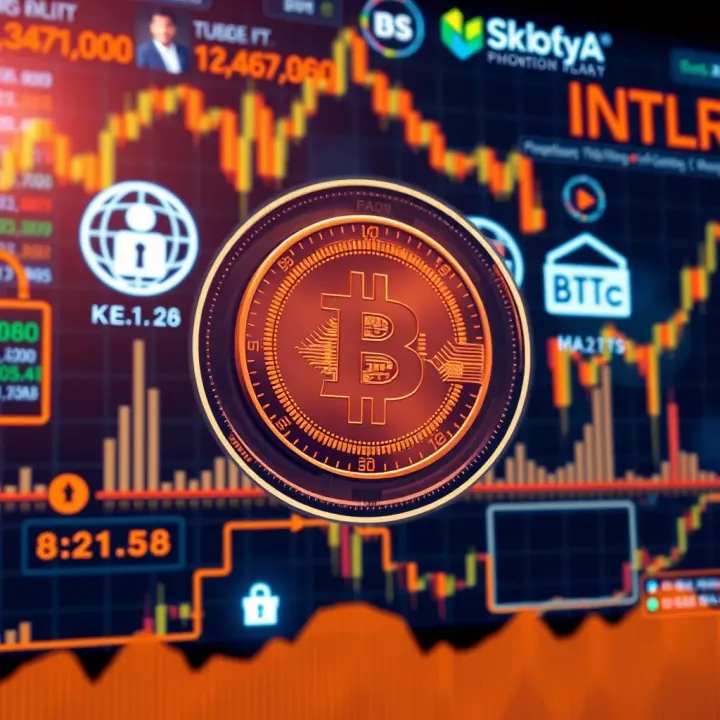 Secure transaction concept with blockchain and digital security icons