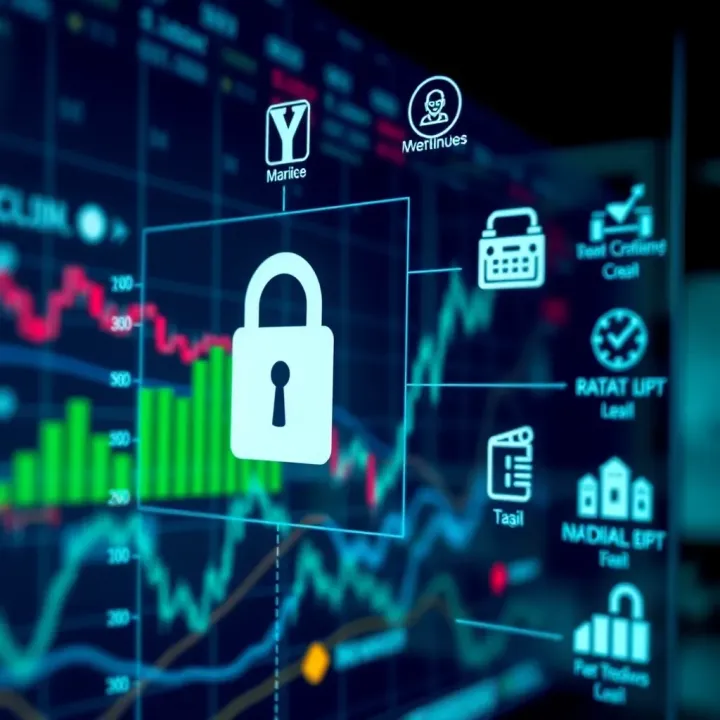 Conceptual graphic illustrating digital security measures and regulatory compliance icons