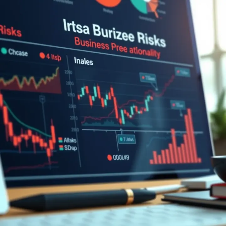 Diagram illustrating the identification and assessment of various business risks using charts and data analysis tools