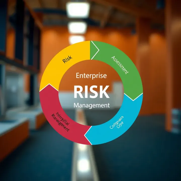 Visual representation of risk management cycle highlighting identification, assessment, mitigation, and continuous monitoring in a business context