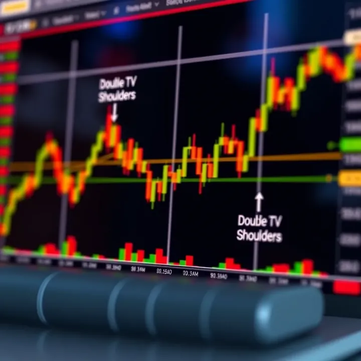 Illustration showing common forex chart patterns like head and shoulders and double top