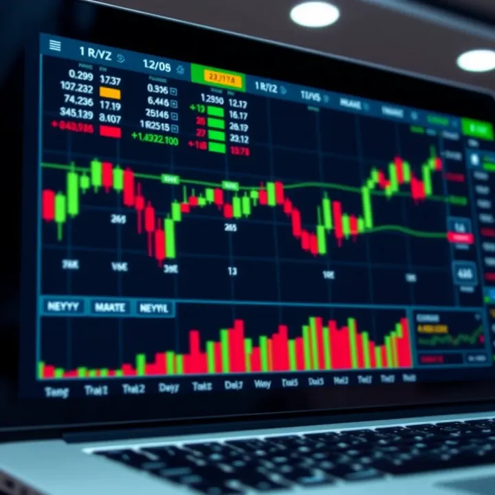 Illustration of a digital trading platform displaying currency pairs and market indicators relevant to Kenyan forex traders