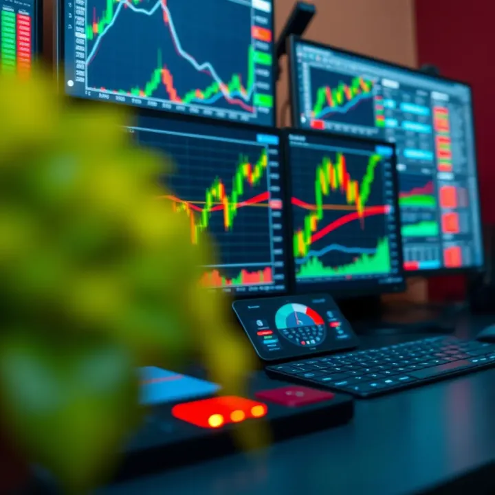 Desktop setup displaying forex trading charts and analytical tools for market analysis
