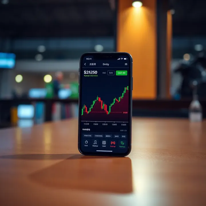 Illustration of a mobile device displaying a forex trading interface with Kenyan shilling currency symbols