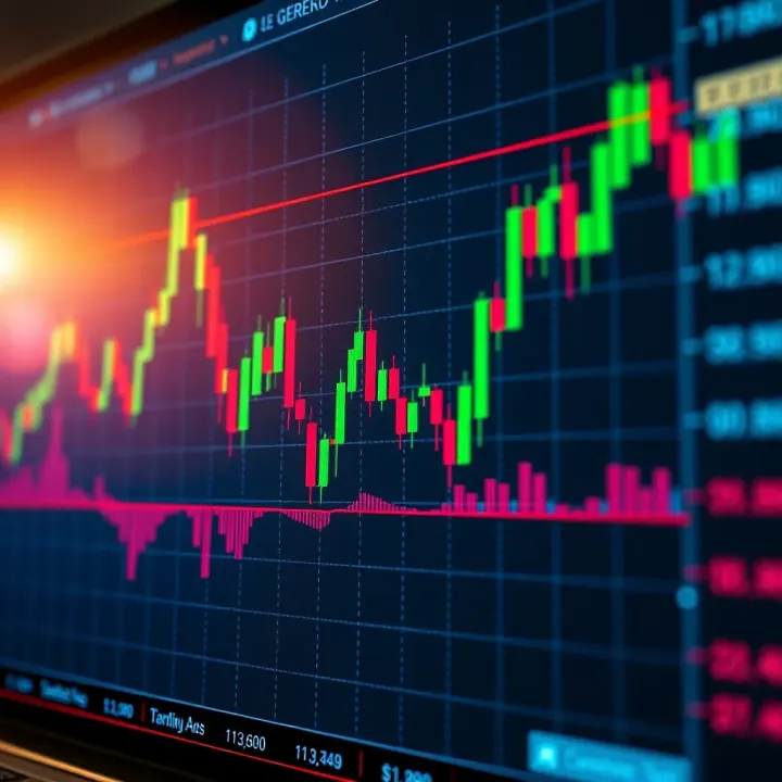 Graph displaying forex currency pairs with upward and downward trends on trading platform