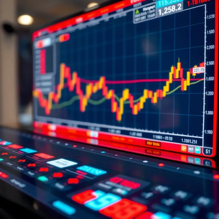 Currency Exchange Rate Fluctuations on Trading Platform Graph showing currency exchange rate fluctuations on a digital trading platform