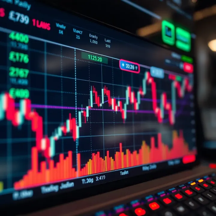 Graph showing currency exchange rates fluctuating on a digital trading platform