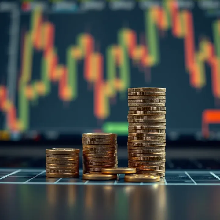Conceptual graphic showing a small coin growing into a larger stack symbolizing financial growth through forex investment