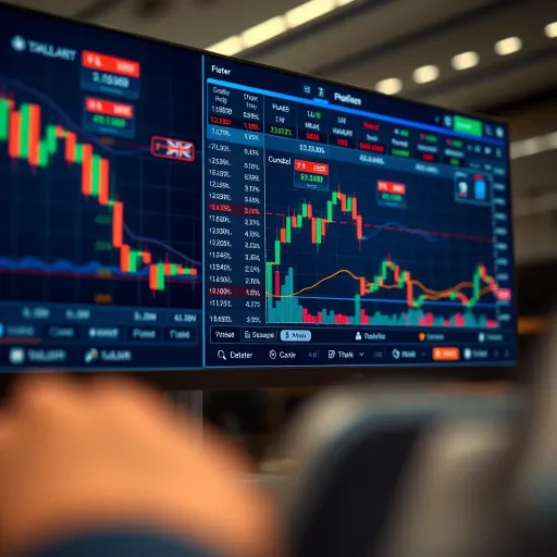 Forex Trading Platform Interface with Currency Charts Illustration of a digital forex trading screen displaying currency pairs and market charts