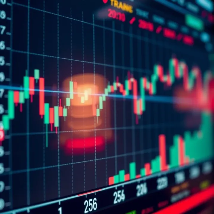 Graph showing currency exchange rate fluctuations on a digital trading platform