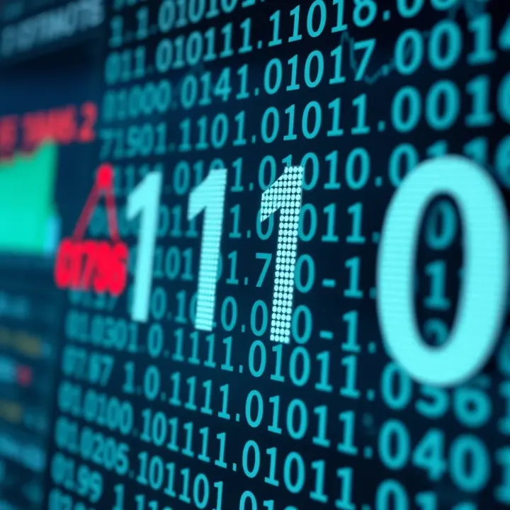 Visual representation of a decimal number being converted into binary digits