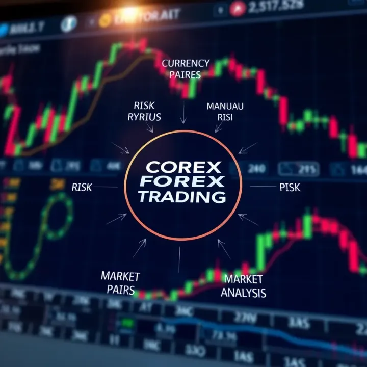 Diagram depicting key forex trading topics such as currency pairs, risk management, and market analysis