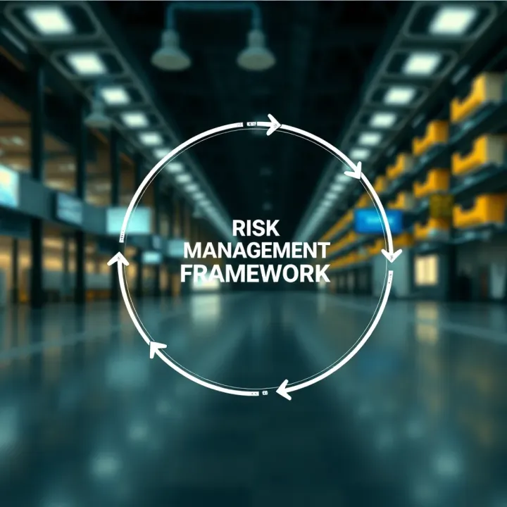 Visual representation of the implementation cycle for risk management with stages such as planning, execution, evaluation, and continuous improvement