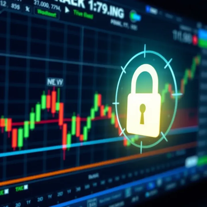 Secure digital lock symbol overlaying a forex trading interface representing safety and regulation in forex trading