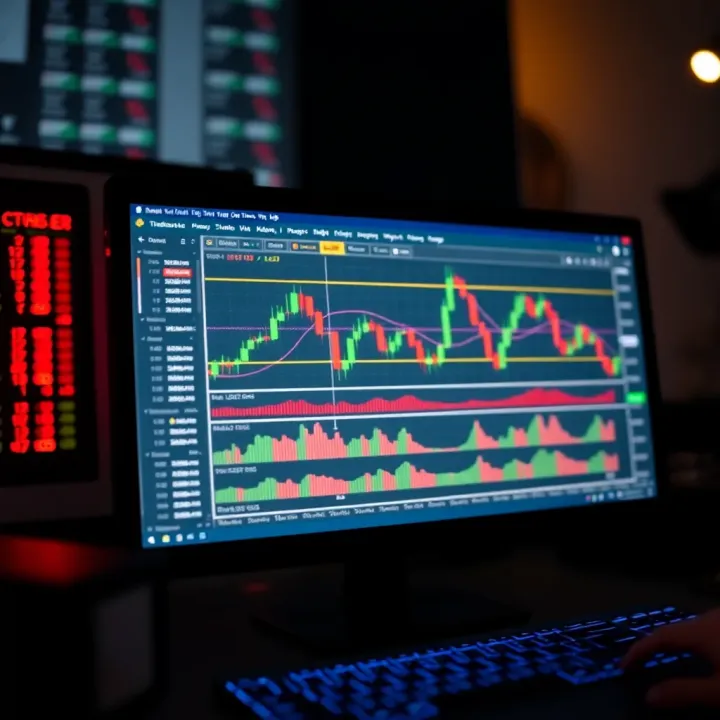 TradingView platform displaying multiple technical indicators and candlestick charts for binary options analysis