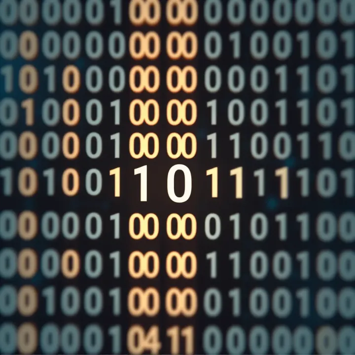 Diagram illustrating the binary number system with digits zero and one arranged in columns