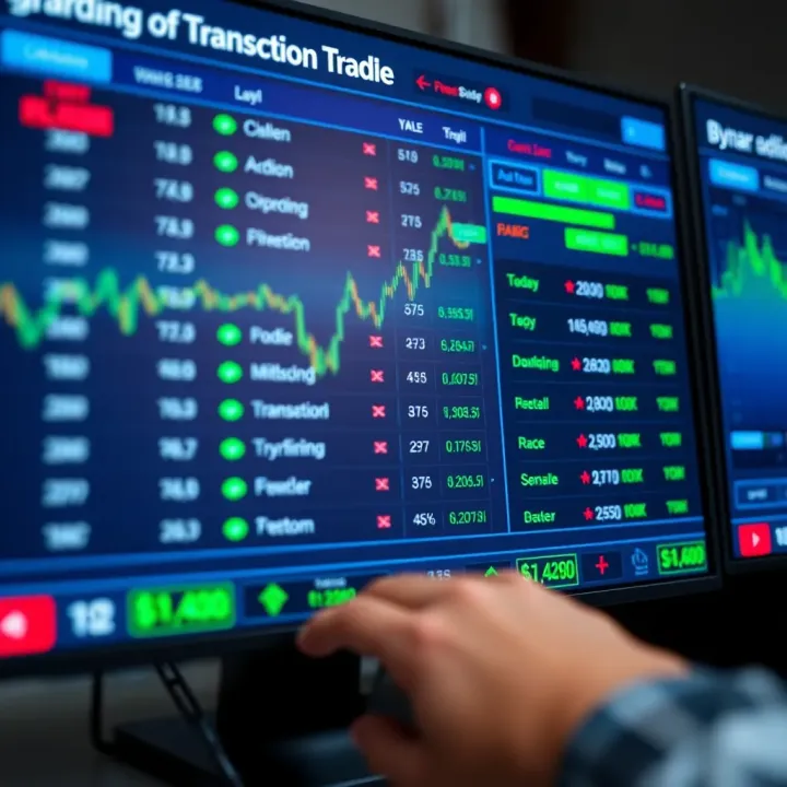 User interface showing binary options trading platform with transaction options