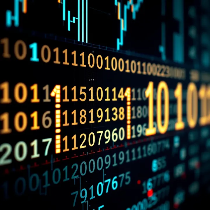 Diagram showing binary digits as sequences of zeros and ones representing data in computing