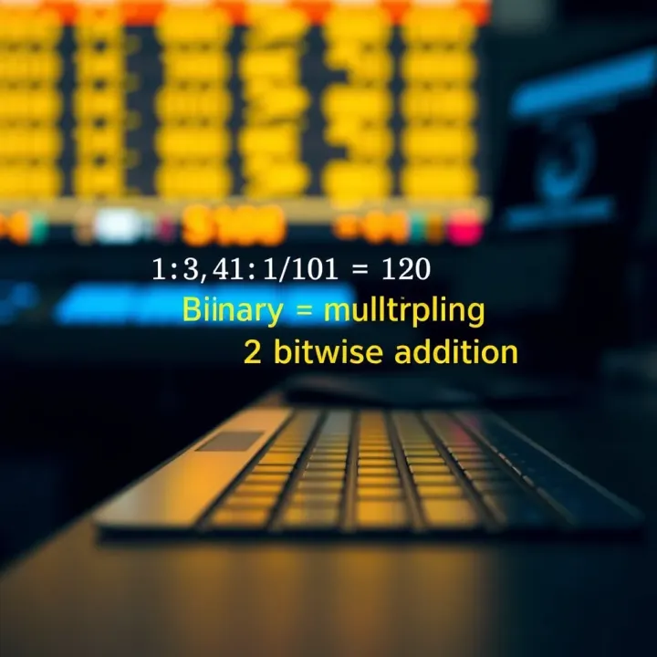 Diagram illustrating the method of multiplying two binary numbers using bitwise addition
