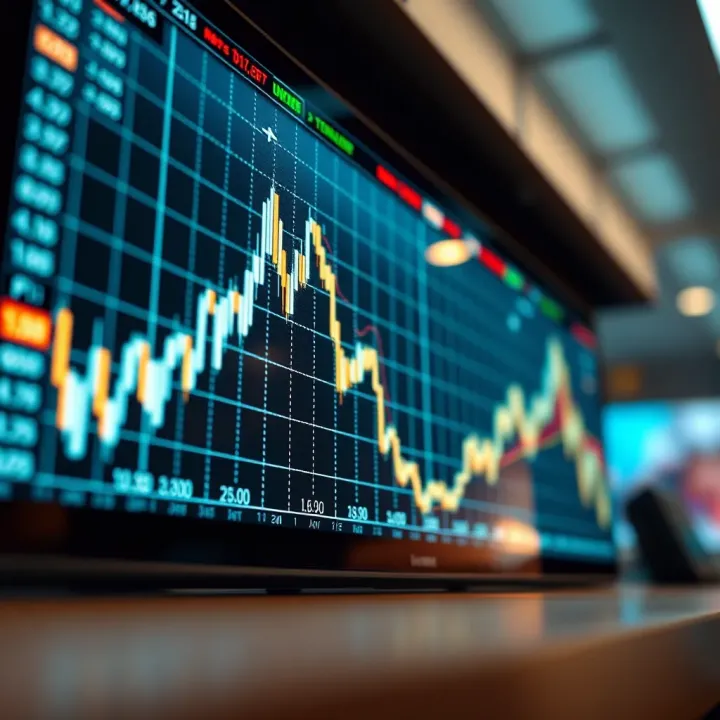 Graph showing upward and downward market trends in binary trading