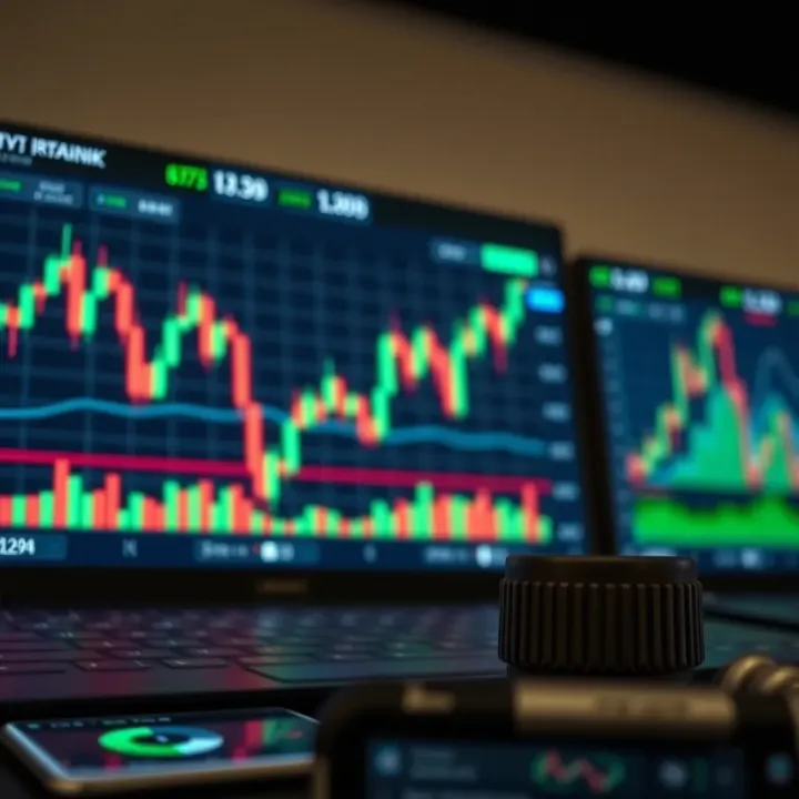 Illustration of financial charts and risk management tools for trading