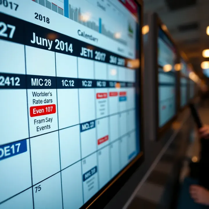 Calendar displaying various economic events and data releases relevant to financial markets