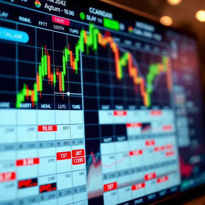 Forex trading platform displaying an economic calendar with upcoming financial events and data releases