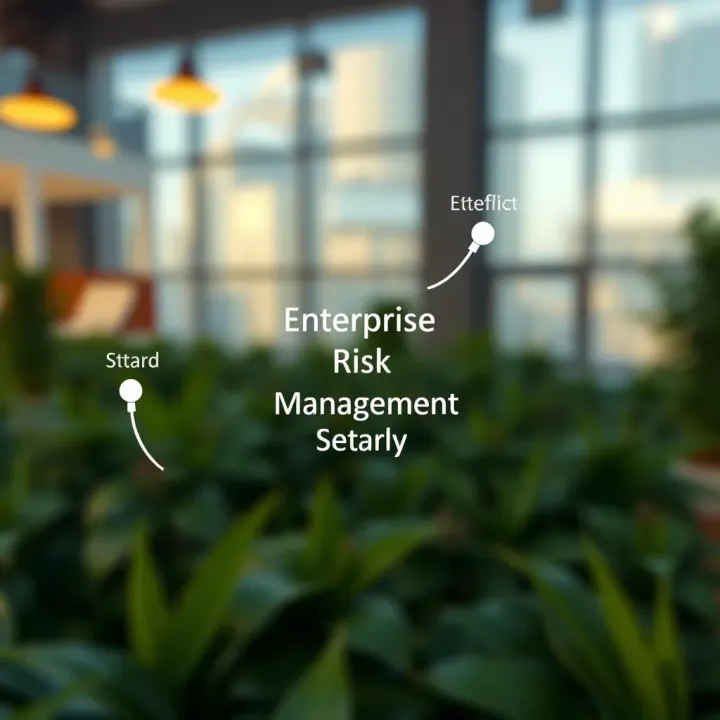 Diagram illustrating the components of an enterprise risk management framework including risk identification, assessment, governance, and monitoring